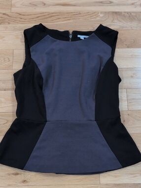 Halogen Sleeveless Colorblock Peplum Top in Charcoal and Black